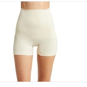 Shapermint Essentials Women's High Waisted Shaper Boy Shorts, Beige, Medium